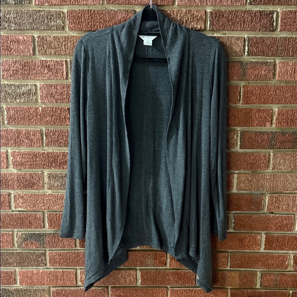 Liz Claiborne Charcoal Open Front Cardigan